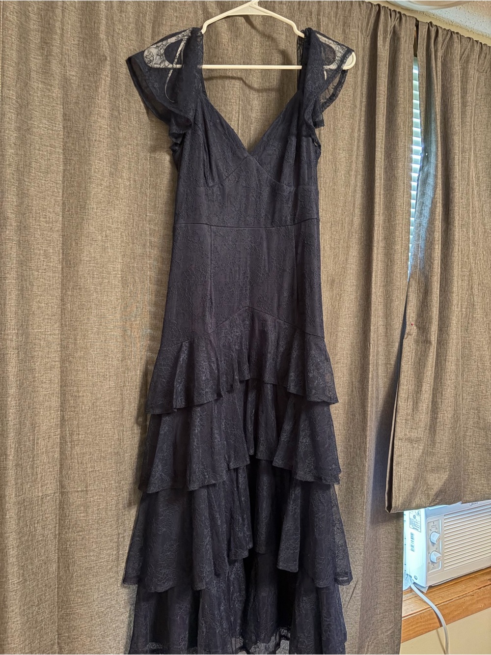 Lulu's Navy Lace Tiered Ruffle Dress
